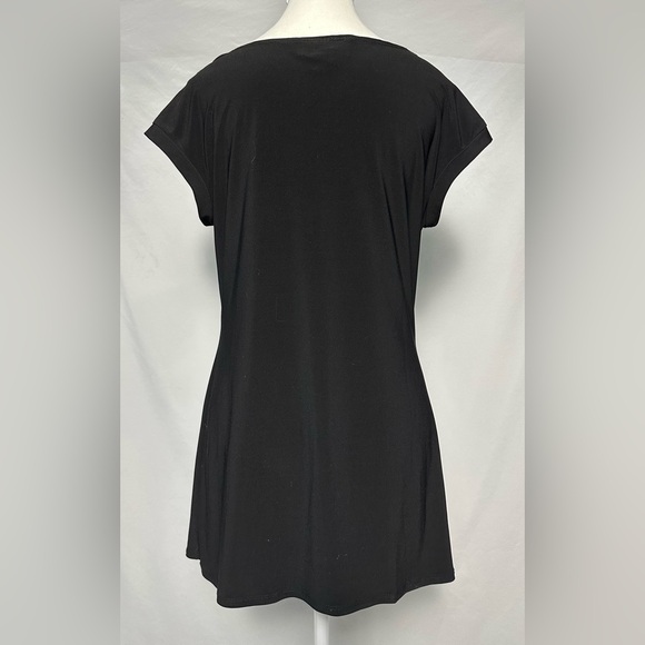 FRANK LYMAN Vintage Black Ruched Button Workwear Office Short Sleeve Size 14 - Picture 3 of 6